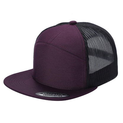 WAYCAP 7FTM 7 Panel Flat Bill Trucker Cap Mesh Back