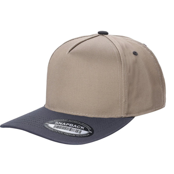 Premium TC-5-Panel 2-Tone Snapback Cap – Structured Fit, Cotton/Poly Blend - KHI/D.GREY
