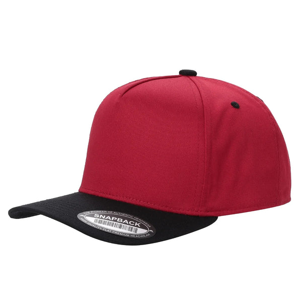 Premium TC-5-Panel 2-Tone Snapback Cap – Structured Fit, Cotton/Poly Blend - RED/BLK