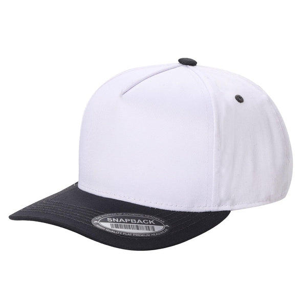Premium TC-5-Panel 2-Tone Snapback Cap – Structured Fit, Cotton/Poly Blend - WHT/CHARCOAL