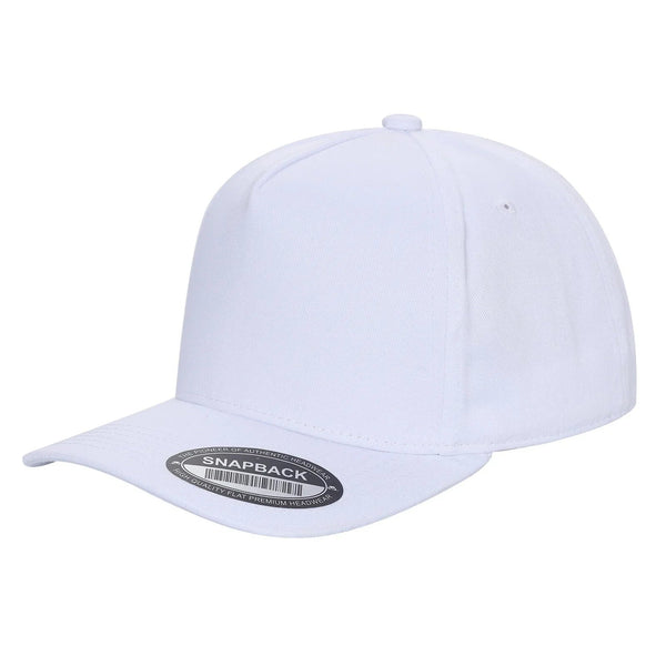 Premium TC-5-Panel 2-Tone Snapback Cap – Structured Fit, Cotton/Poly Blend - WHT