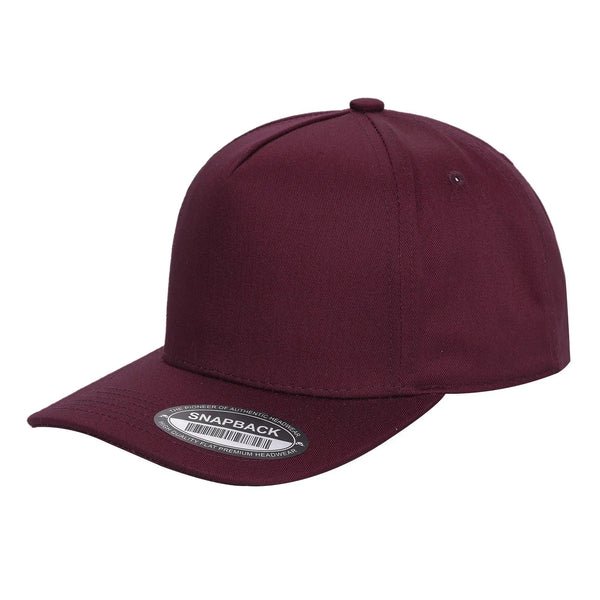 Premium TC-5-Panel 2-Tone Snapback Cap – Structured Fit, Cotton/Poly Blend - WINE