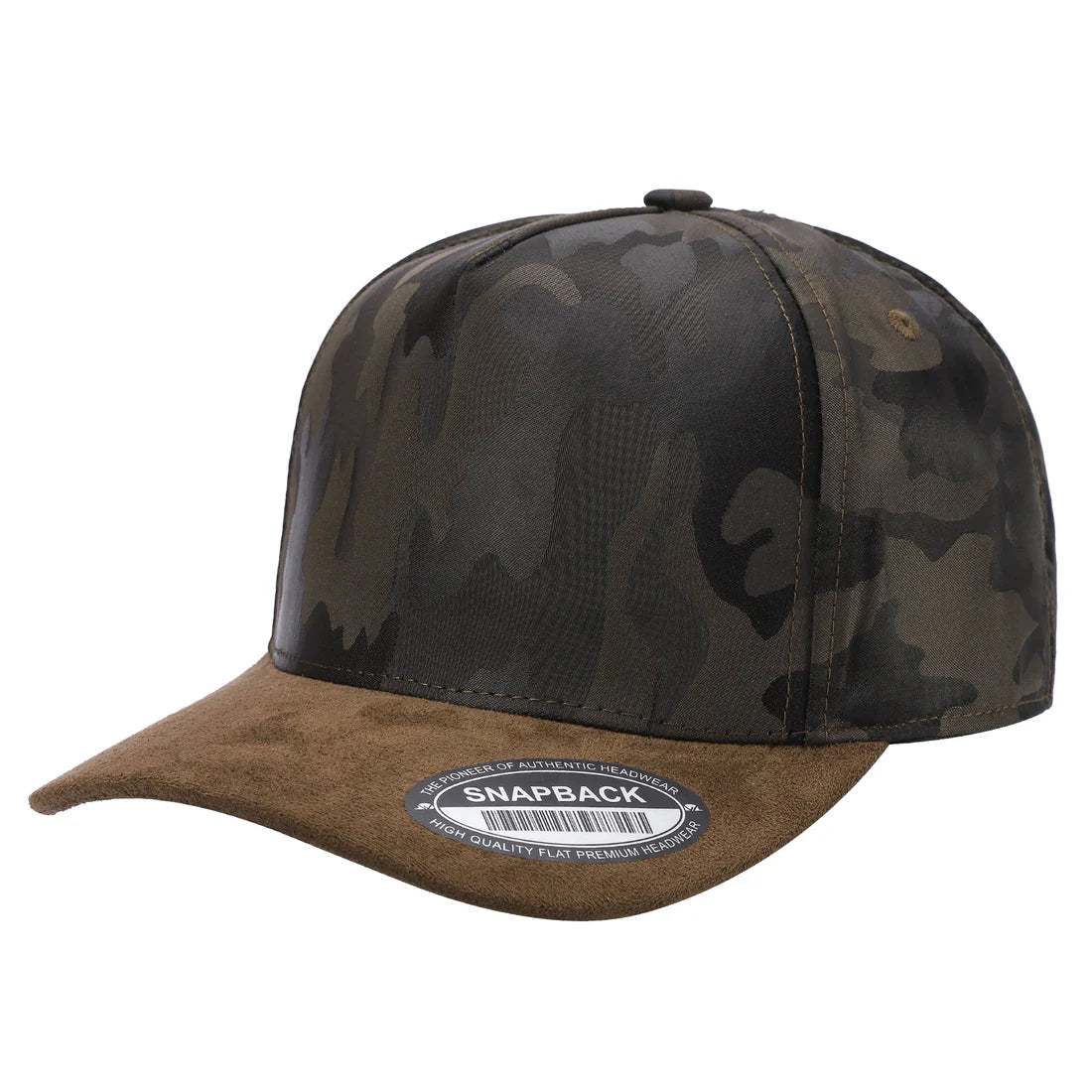 Blank Camo Suede Bill Snapback Hat