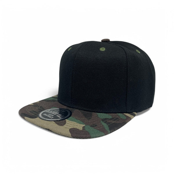 Basic Cap Plain Poly Snapback Hat 8002 - BLK/G.CAMO