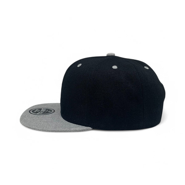 Basic Cap Plain Poly Snapback Hat 8002 - BLK/H.GRAY
