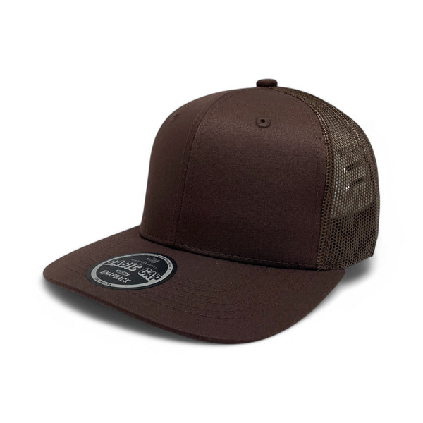 Plain Slide Curve 6Panel Mesh Hat 6001 Adjustable Snapback - BROWN