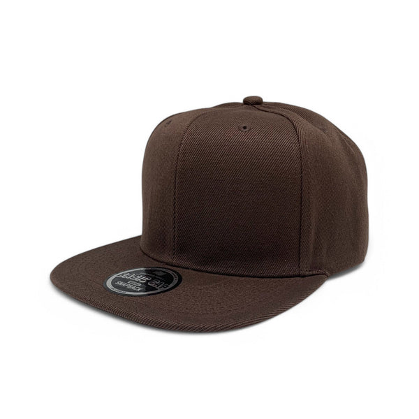 Basic Cap Plain Poly Snapback Hat 8002 - BROWN