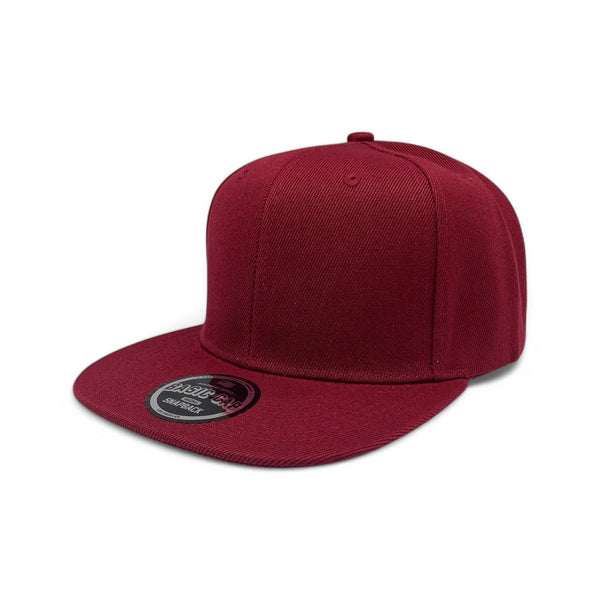 Basic Cap Plain Poly Snapback Hat 8002 - BURGUNDY
