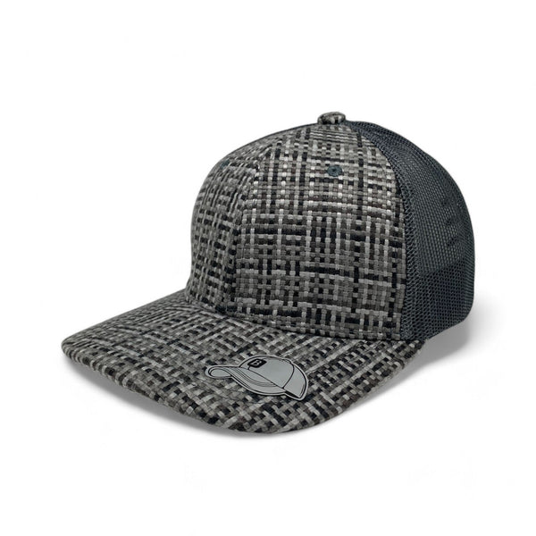 BASIC CAP Plain Check Pattern Mesh Hat Adjustable Snapback - D.GREY