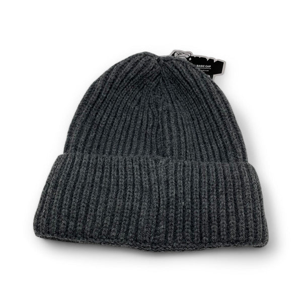 BASIC CAP Plain Fisherman Beanie PFB Knit Cap - D.GREY
