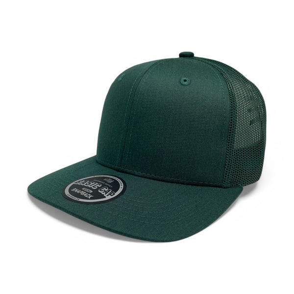 Plain Slide Curve 6Panel Mesh Hat 6001 Adjustable Snapback - D.GREEN