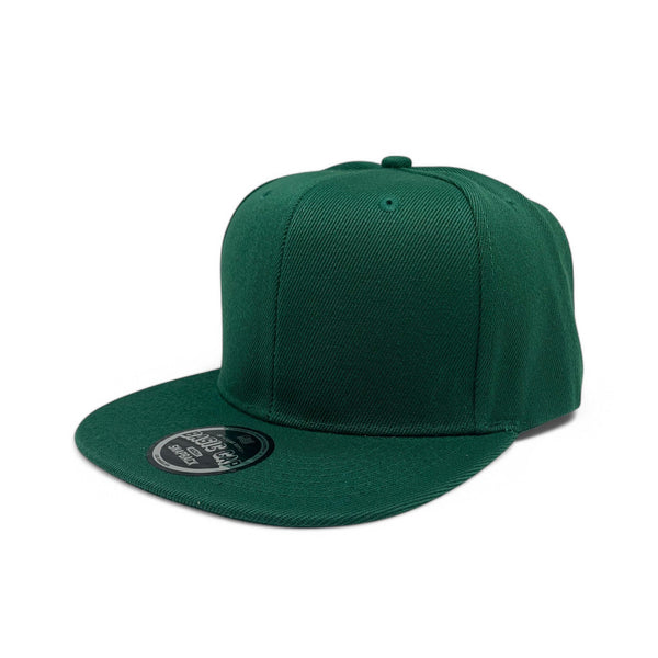 Basic Cap Plain Poly Snapback Hat 8002 - D.GREEN