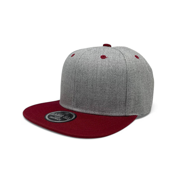 Basic Cap Plain Poly Snapback Hat 8002 - H.GREY/WINE