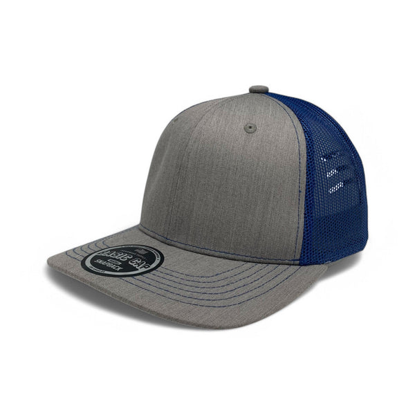 Plain Slide Curve 6Panel Mesh Hat 6001 Adjustable Snapback - H.GRAY/ROYAL