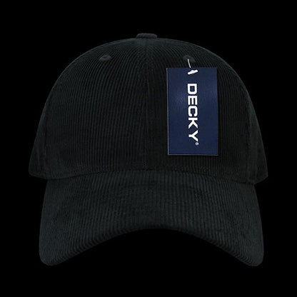 DECKY 6 Panel Low Profile Structured Corduroy Cap – Adjustable Buckle