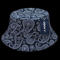 DECKY Relaxed Paisley Bucket Hat – Snug-Fitting Cotton Cap