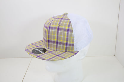 Decky 6 Panel High Profile Structured Plaid Trucker – Adjustable Streetwear Cap