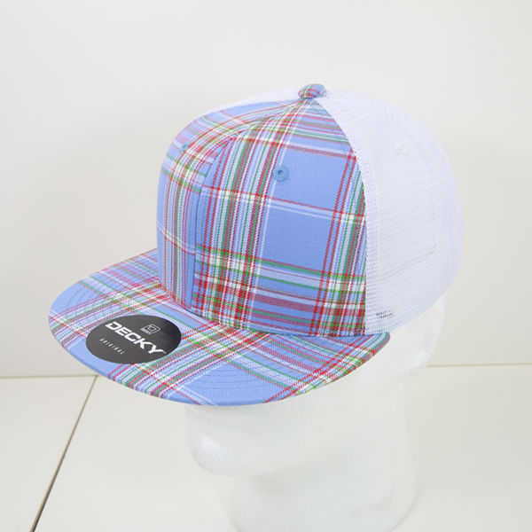 Decky 6 Panel High Profile Structured Plaid Trucker – Adjustable Streetwear Cap