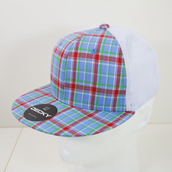 Decky 6 Panel High Profile Structured Plaid Trucker – Adjustable Streetwear Cap