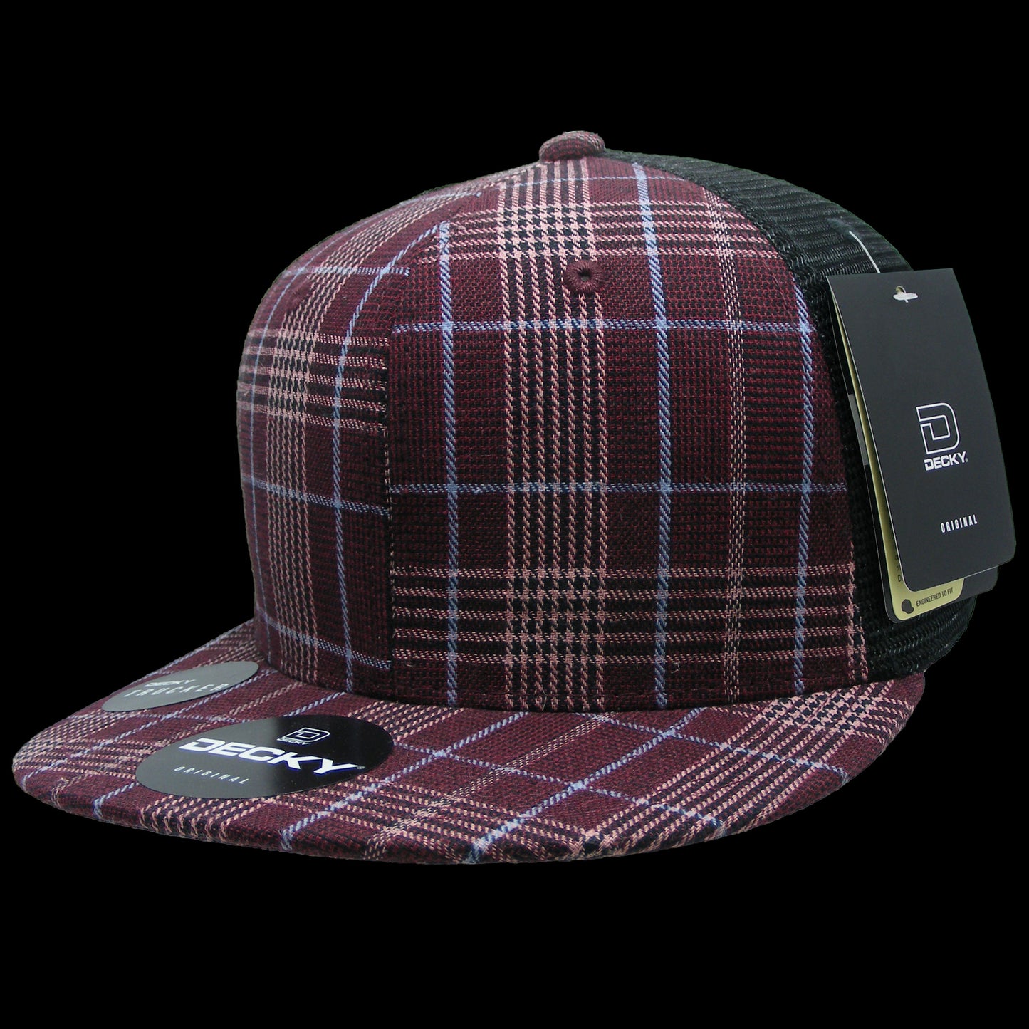 Decky 6 Panel High Profile Structured Plaid Trucker Hat