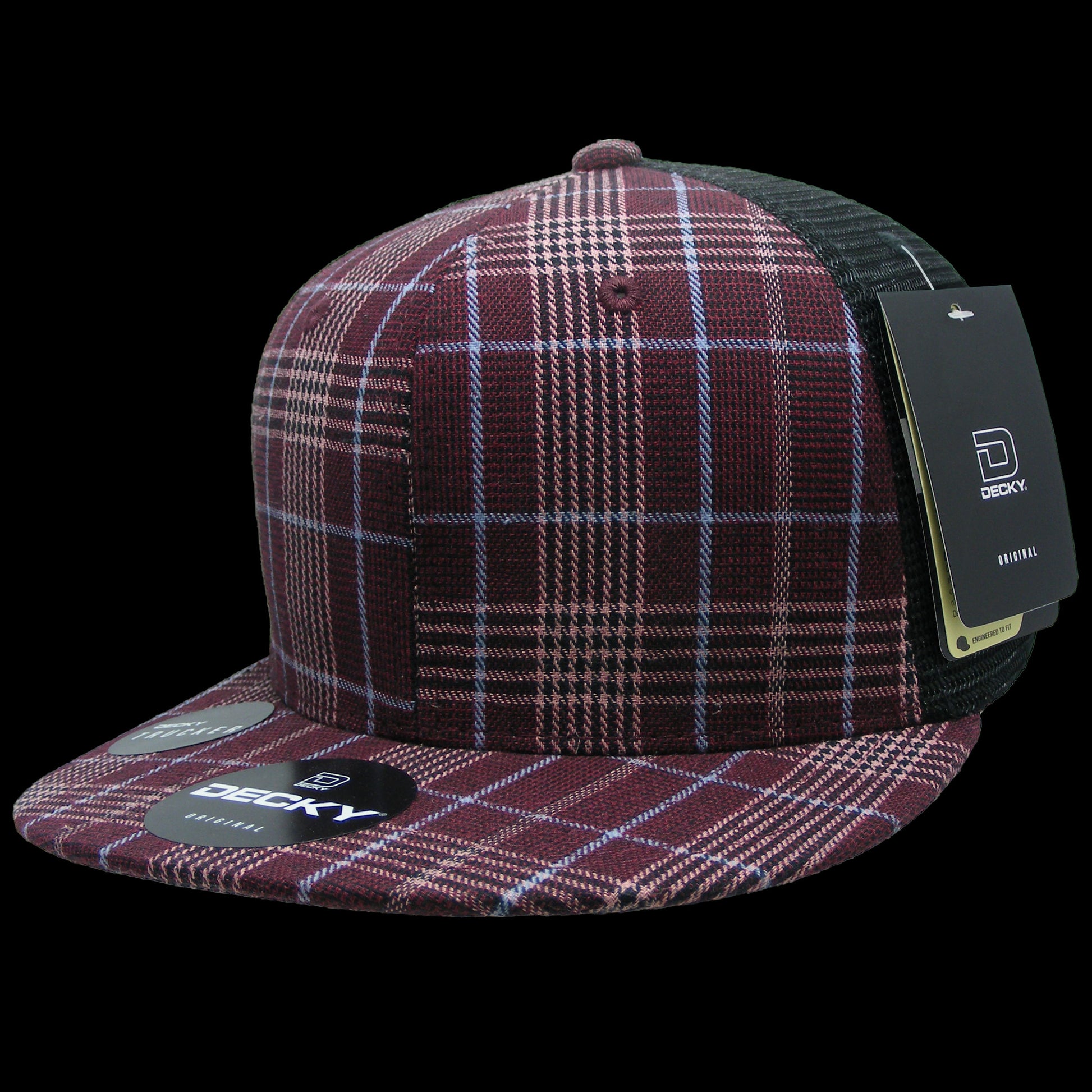 Decky 6 Panel High Profile Structured Plaid Trucker Hat