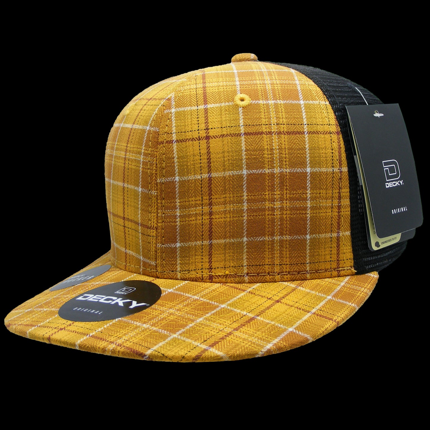 Decky 6 Panel High Profile Structured Plaid Trucker Hat