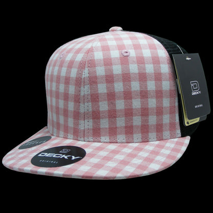 Decky 6 Panel High Profile Structured Plaid Trucker Hat
