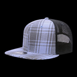 Decky 6 Panel High Profile Structured Plaid Trucker Hat