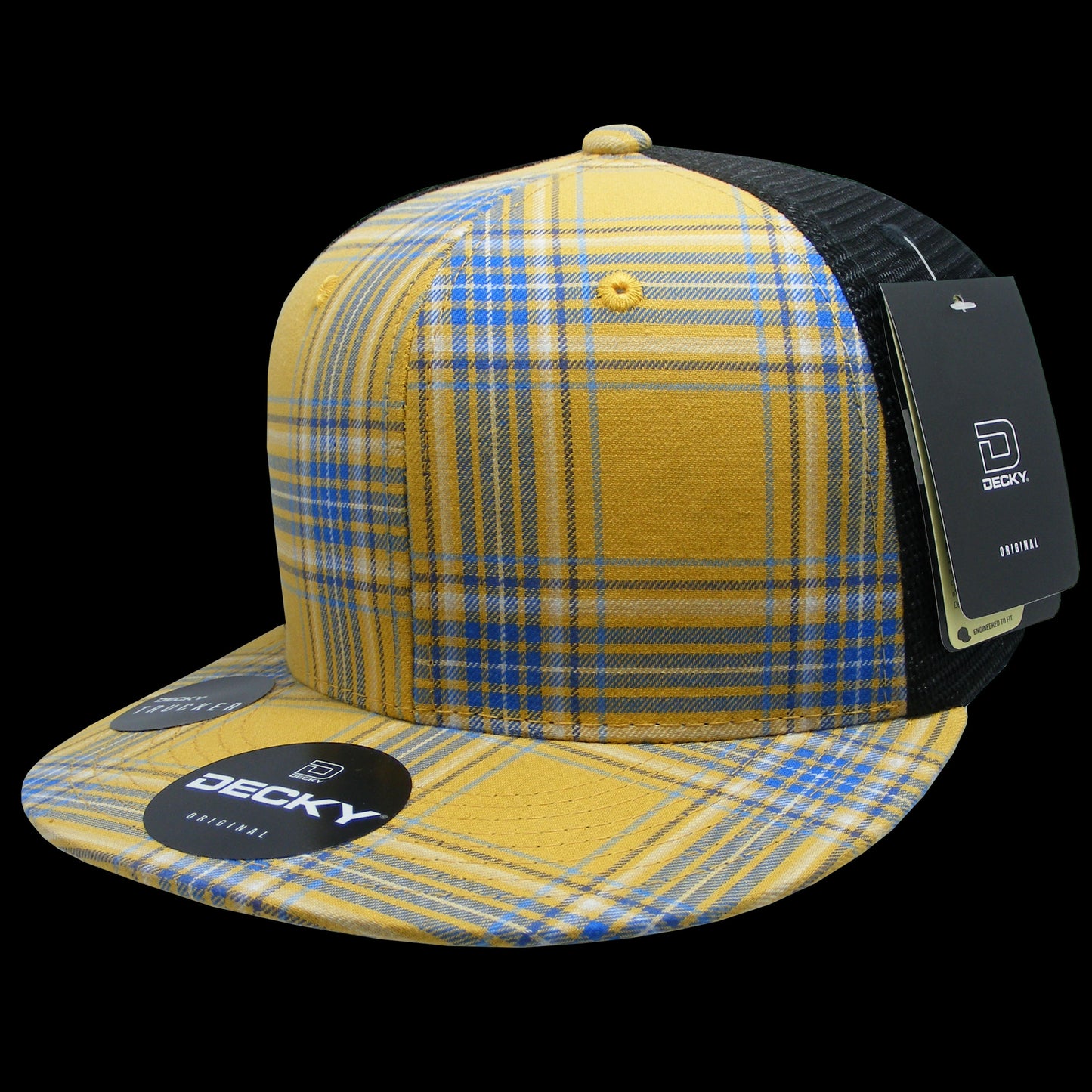 Decky 6 Panel High Profile Structured Plaid Trucker Hat