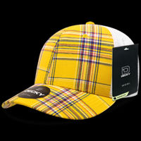 Decky 6 Panel Mid Profile Structured Plaid Trucker Hat – Adjustable Cap | 6017