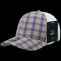 Decky 6 Panel Mid Profile Structured Plaid Trucker Hat – Adjustable Cap | 6017