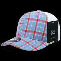Decky 6 Panel Mid Profile Structured Plaid Trucker Hat – Adjustable Cap | 6017