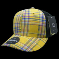 Decky 6 Panel Mid Profile Structured Plaid Trucker Hat – 6018