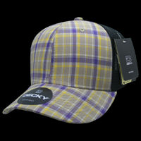 Decky 6 Panel Mid Profile Structured Plaid Trucker Hat – 6018