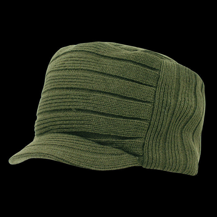 Knitted Flat Top Cap w/ Visor