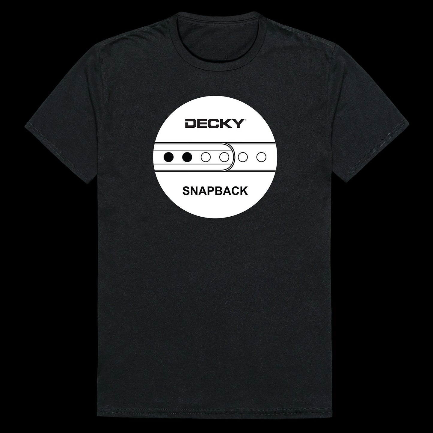 Decky Snapback Graphic Tee – Black Cotton Crew Neck T-Shirt