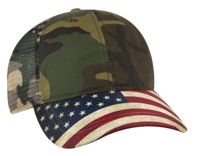 Otto American Flag Visor Garment Washed Superior Soft Mesh Back