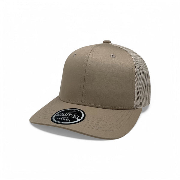 Plain Slide Curve 6Panel Mesh Hat 6001 Adjustable Snapback - KHAKI