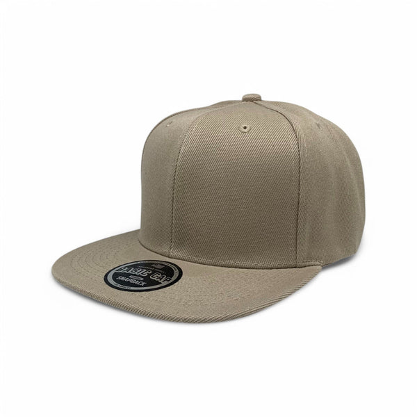 Basic Cap Plain Poly Snapback Hat 8002 - KHAKI