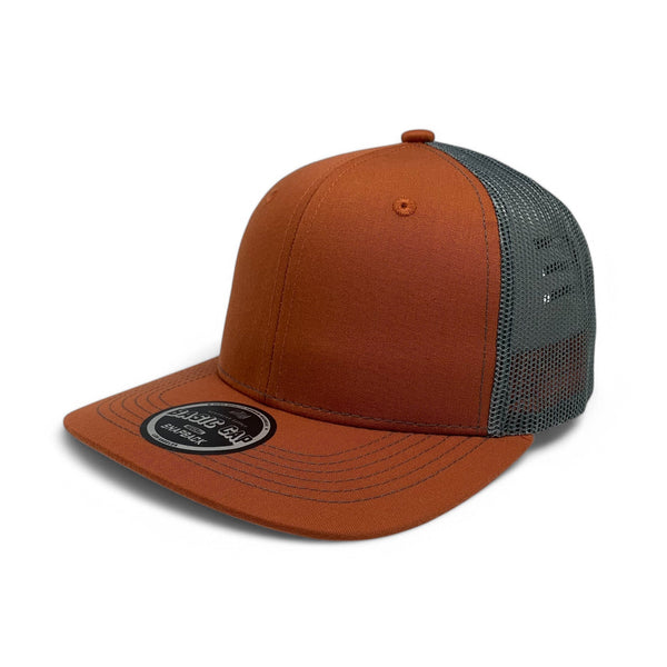 Plain Slide Curve 6Panel Mesh Hat 6001 Adjustable Snapback - MUSTARD/CHARCOAL