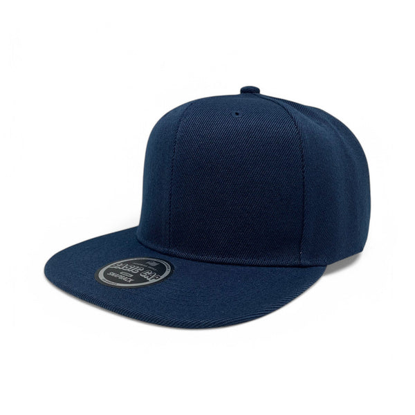 Basic Cap Plain Poly Snapback Hat 8002 - NAVY