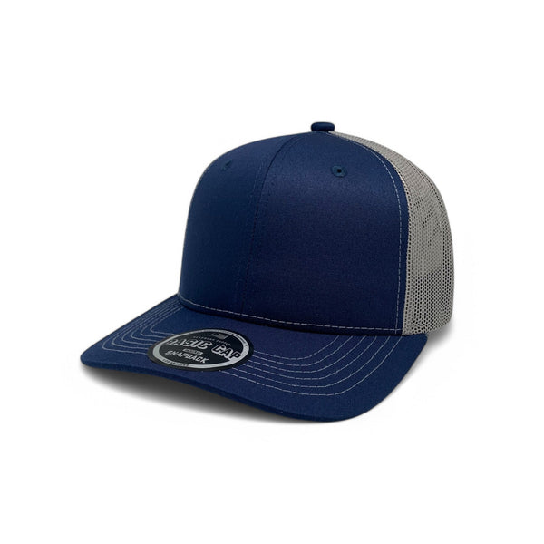Plain Slide Curve 6Panel Mesh Hat 6001 Adjustable Snapback - NAVY/L.GREY
