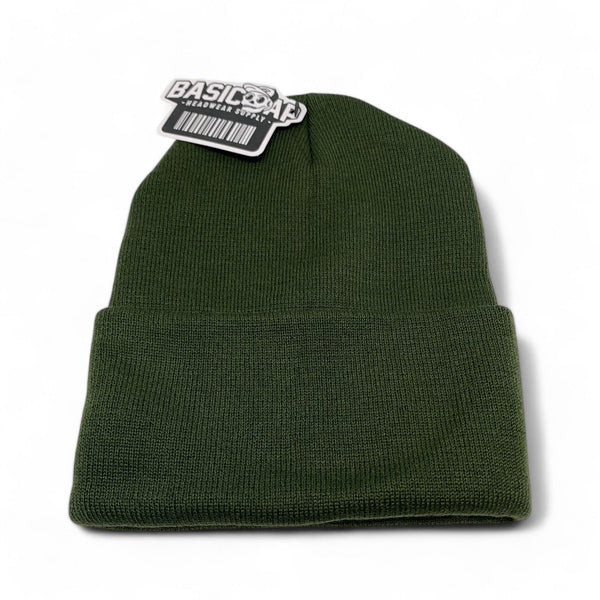 BASIC CAP Plain Long Cuffed Beanie PLB - OLIVE