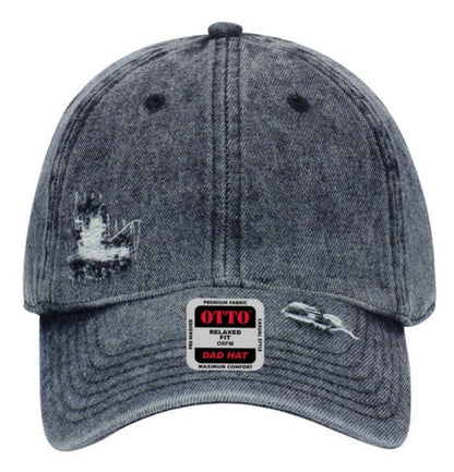 Otto 6 Panel Low Profile Distressed Snow Wash Denim Cap