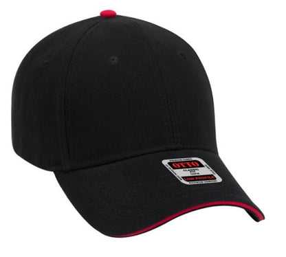 OTTO Cap 6 Panel Low Profile Baseball Cap Brushed Bull Denim Sandwich Visor