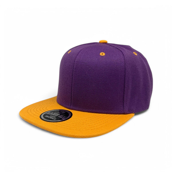 Basic Cap Plain Poly Snapback Hat 8002 - PURPLE/GOLD