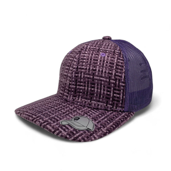 BASIC CAP Plain Check Pattern Mesh Hat Adjustable Snapback - PURPLE