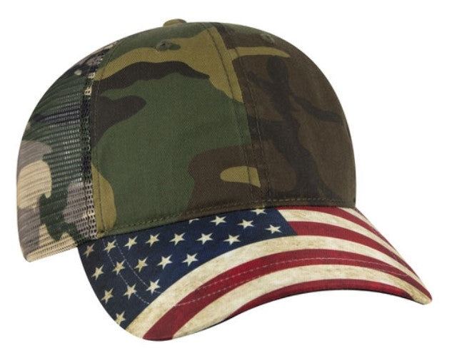 Otto American Flag Visor Garment Washed Superior Soft Mesh Back 121-1281