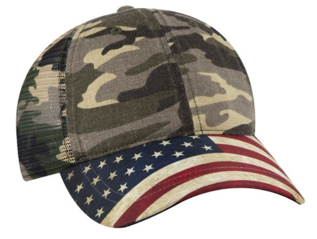 Otto American Flag Visor Garment Washed Superior Soft Mesh Back 121-1281
