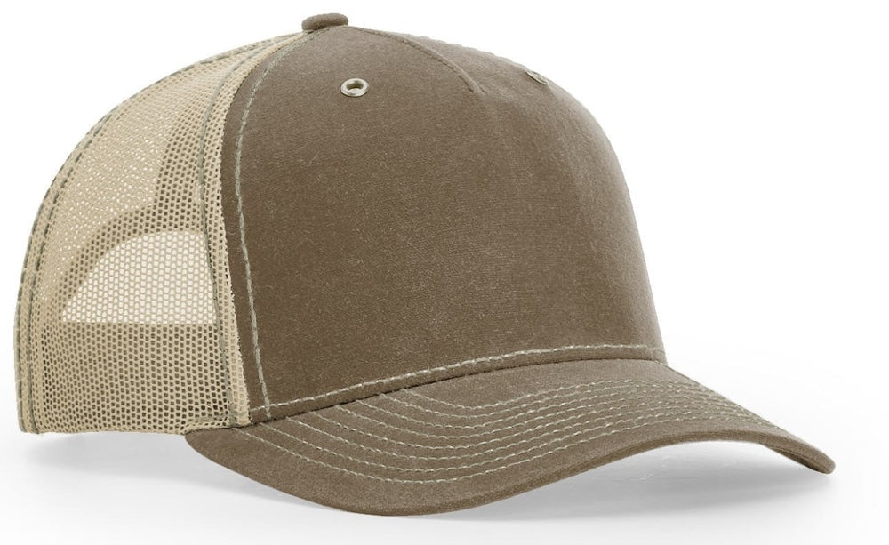 Richardson Hawthorne Workwear Waxed Cotton Trucker Mesh Hat 112WH